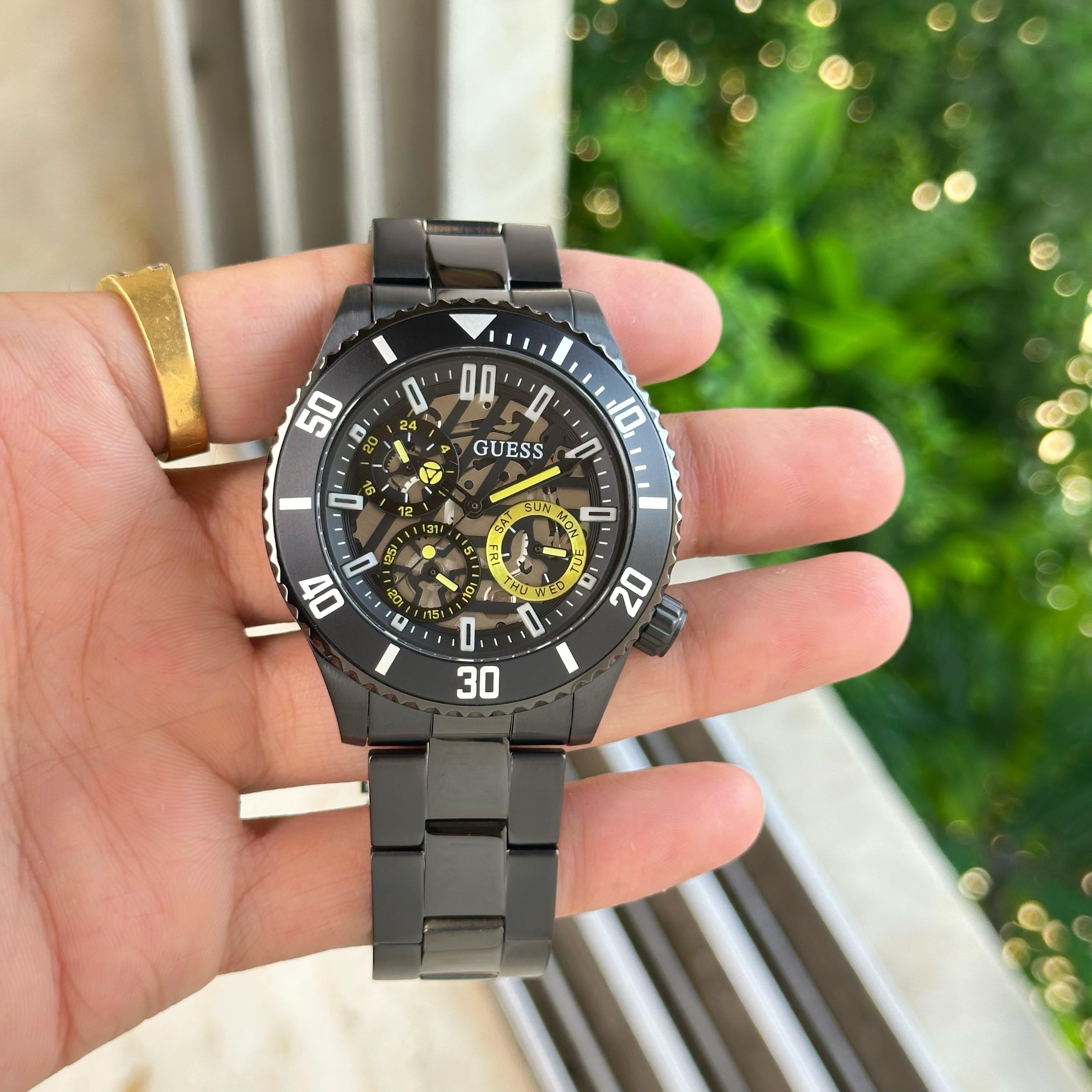 GUESS MENS BLACK MULTI-FUNCTION WATCH -GW0488G3