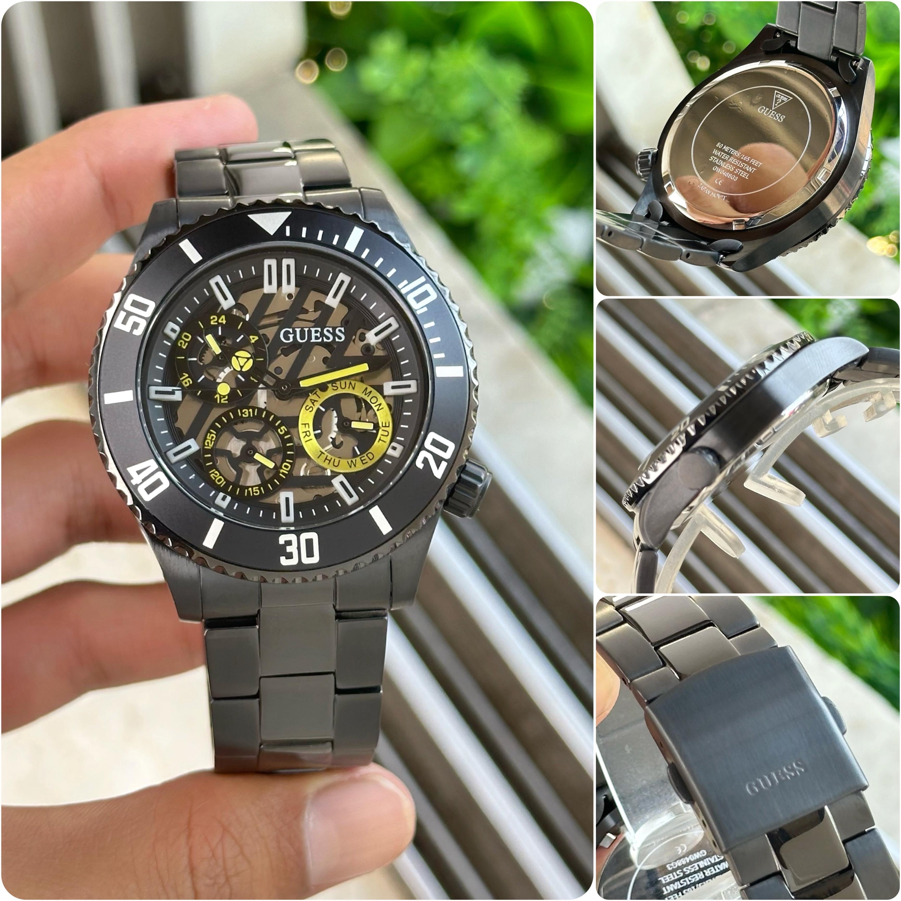 GUESS MENS BLACK MULTI-FUNCTION WATCH -GW0488G3