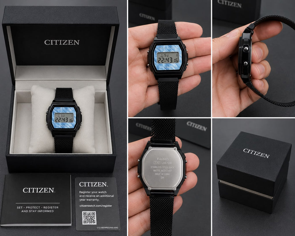 Casio Vintage Digital Watch – Black Mesh Strap