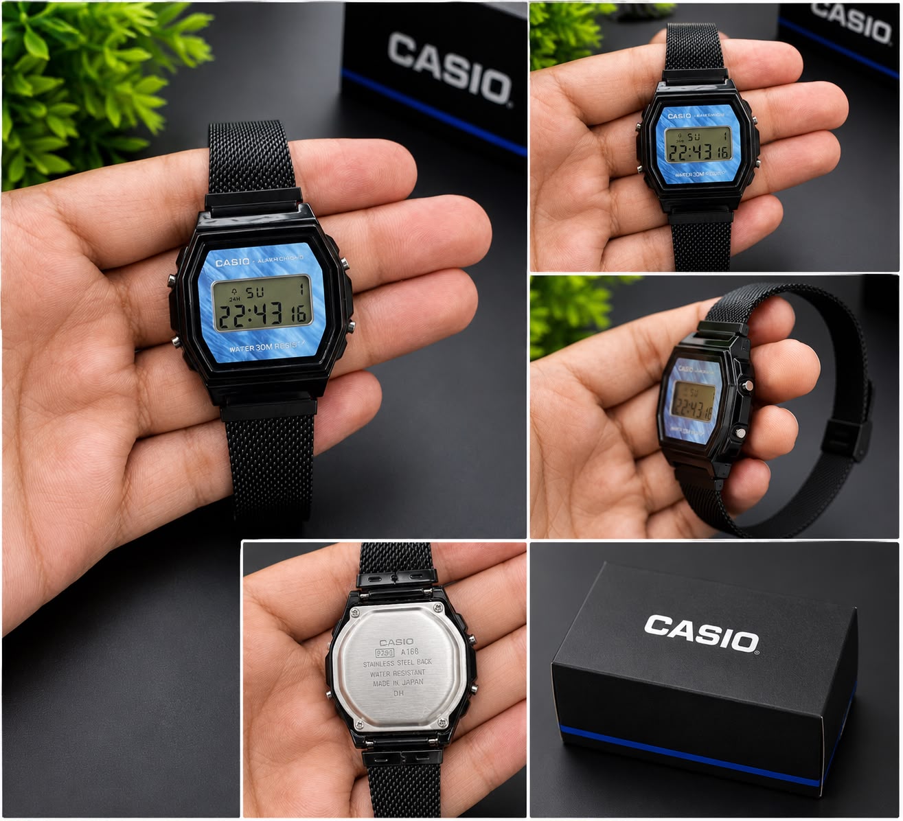 Casio Vintage Digital Watch – Black Mesh Strap